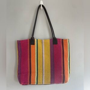 Dash Albert Mellie Stripe Woven Cotton Tote Woven Rug Oversized Bag